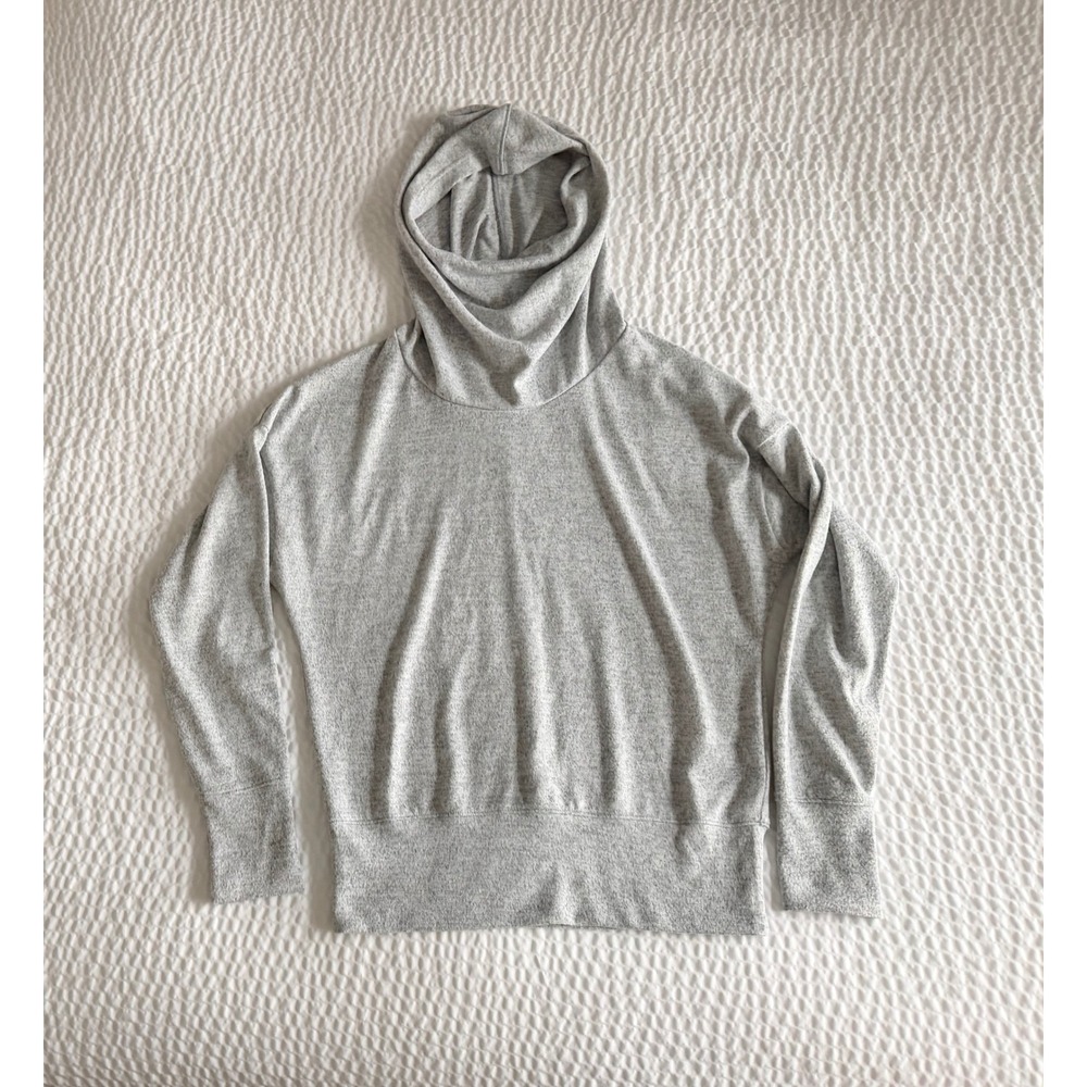 Lucy Gray Funnel Neck Hoodie Womens Small Cozy Athleisure Pullover Sweatshirt